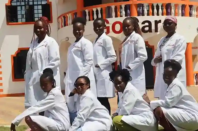 Students participating in online healthcare training in Kenya