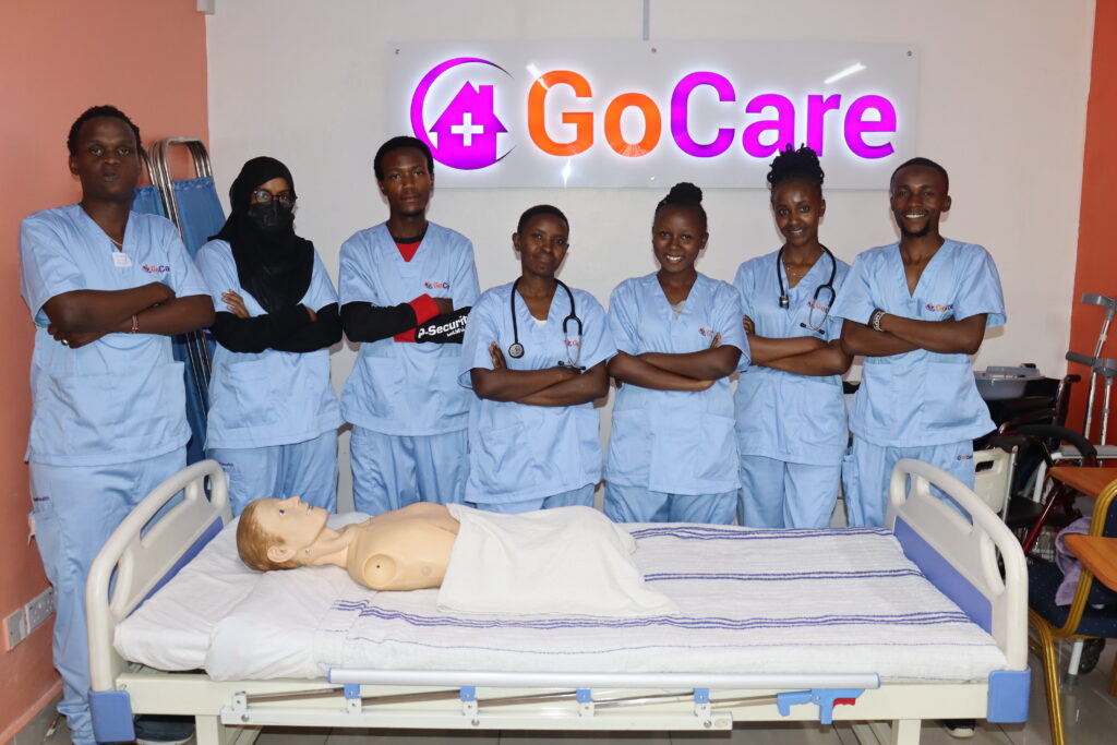 GoCare students learning skills in patient care procedures